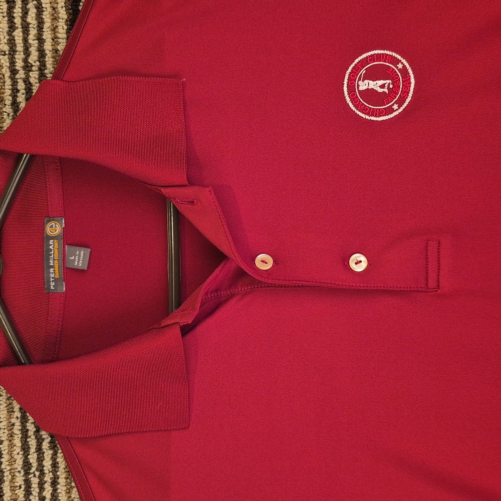 PETER‎ MILLAR Chicago Golf Club Far & Sure Seal Dark Red Large Mens Polo Shirt
